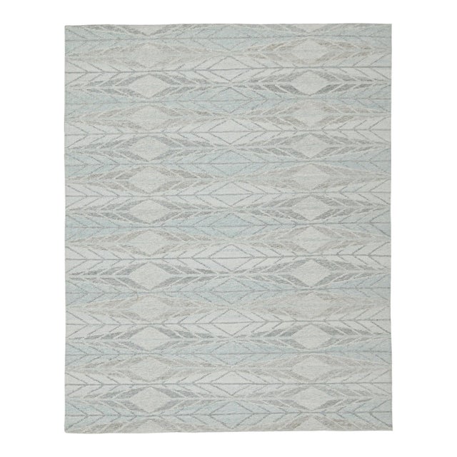 Rug & Kilim’s Scandinavian Outdoor Rug in Blue & Gray Geometric Pattern - 12'x16' For Sale