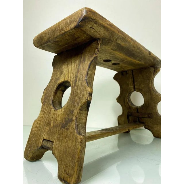 Rustic Handcrafted Farmhouse Stool, 1950s For Sale - Image 12 of 13