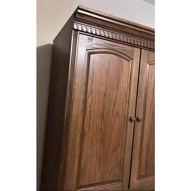 Traditional Custom-Made Beautiful Solid Wood Armoire / Entertainment Center For Sale - Image 3 of 3