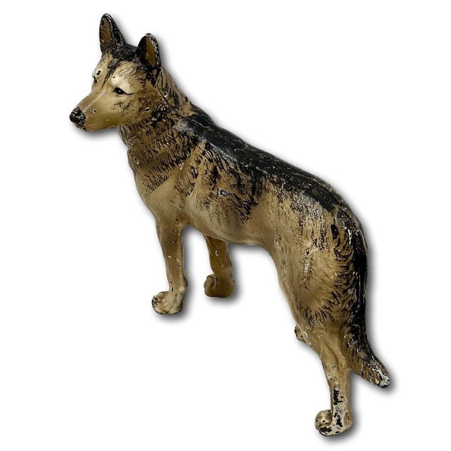 1930s Hard to Find Vintage 1930s Hubley Manufacturing Co. Cast Iron German Shepherd Dog Doorstop For Sale - Image 5 of 17