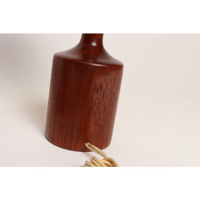 1960s Danish Modern Diminutive Sculptural Teak and Brass Table Lamps - a Pair For Sale - Image 16 of 17
