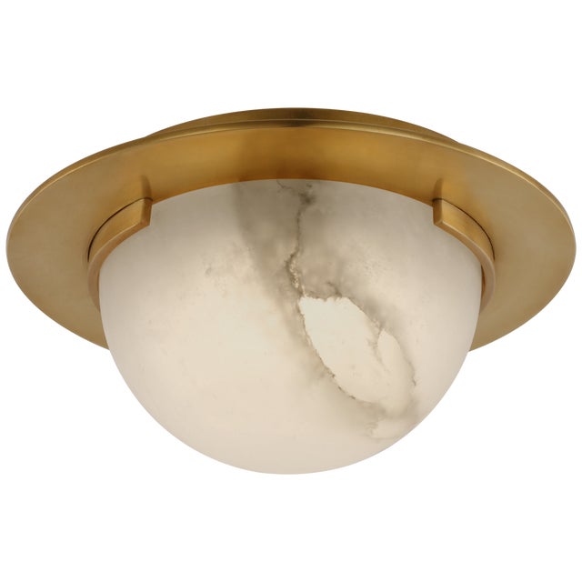 Melange 6" Solitaire Flush Mount in Antique-Burnished Brass with Alabaster Designer: Kelly Wearstler Canopy: 4.5" Round...