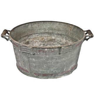 Vintage Galvanized Wash Tub For Sale