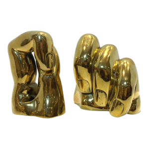 Polished Bronze Fingers/Hands Sculpture - 2 Piece Set