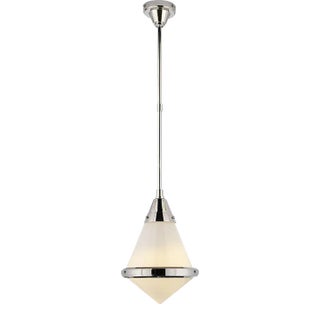 Thomas O'Brien for Visual Comfort Signature Gale Small Pendant in Polished Nickel with White Glass For Sale