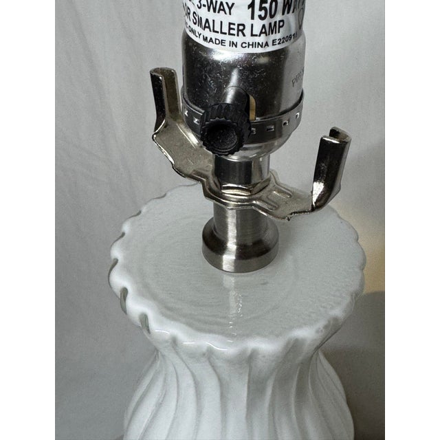 Ribbed White Glass Double Gourd Lamp Lucite Base For Sale In Phoenix - Image 6 of 10