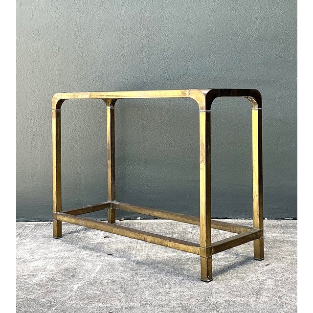 Vintage Brass Console Table After Mastercraft For Sale In West Palm - Image 6 of 12