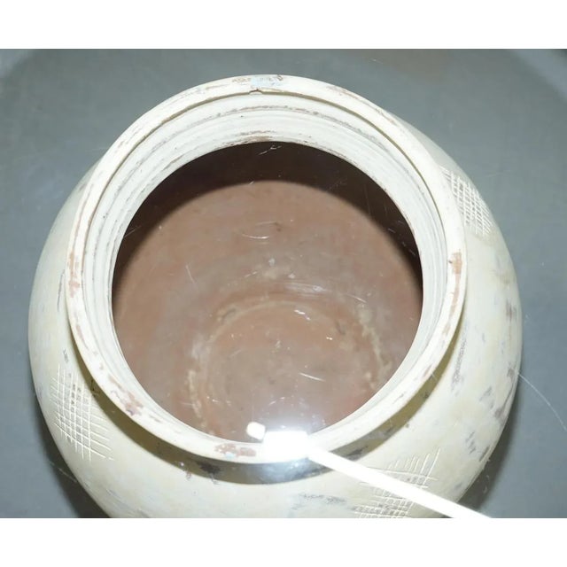 Large Pottery Urn Pots Lamp Tables with Glass Tops, Set of 2 For Sale - Image 15 of 18