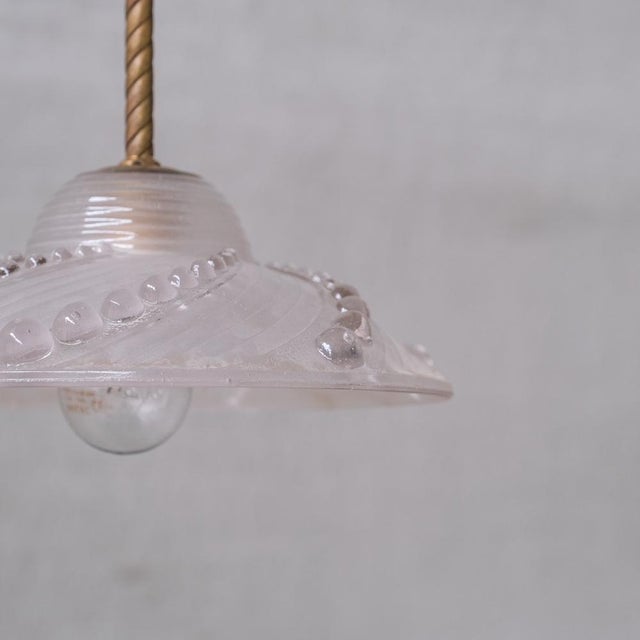 Mid-Century Brass and Glass Pendant Light For Sale - Image 5 of 8