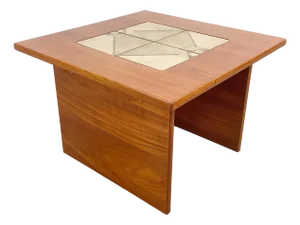 Danish Modern Teak Side Table With Geometric Tile Inset, 1960s–1970s