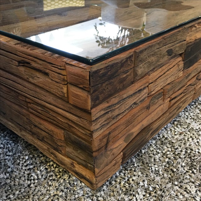 Unique Reclaimed Railroad Tie Coffee Table | Chairish