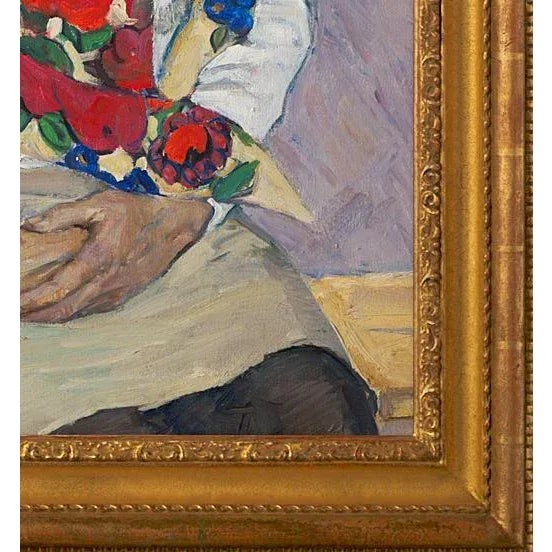 1960s "Portrait of My Wife" Original Oil Painting by Engels Kozlov Circa 1969 For Sale - Image 5 of 7