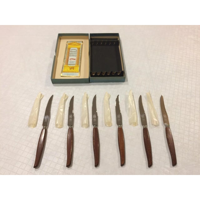 Mid Century Atkinson Brothers Celebrated Cutlery Milton Works Steak Knives Made in Sheffield, England - Set of 6 For Sale - Image 13 of 13