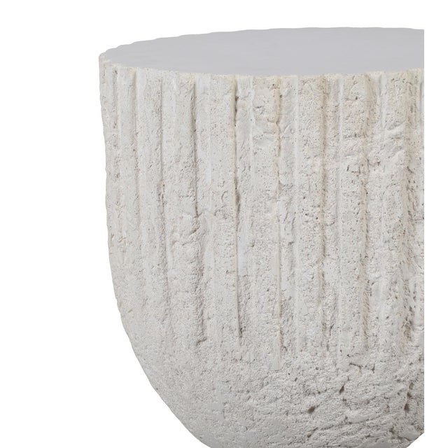 Modern Outdoor White Cement End Table For Sale - Image 4 of 9