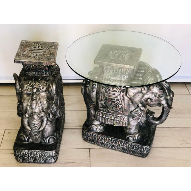 Ceramic Vintage Large Elephant Garden Stools or Side Tables - Set of 2 For Sale - Image 7 of 9