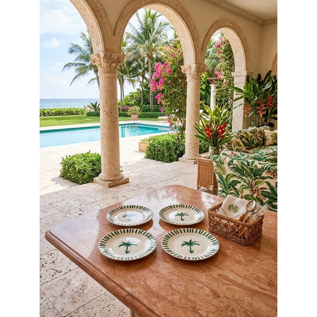 Anthropologie X Fern & Co. "Tarlenare" Palm Tree Salad Plates - Set of 4 For Sale - Image 10 of 11