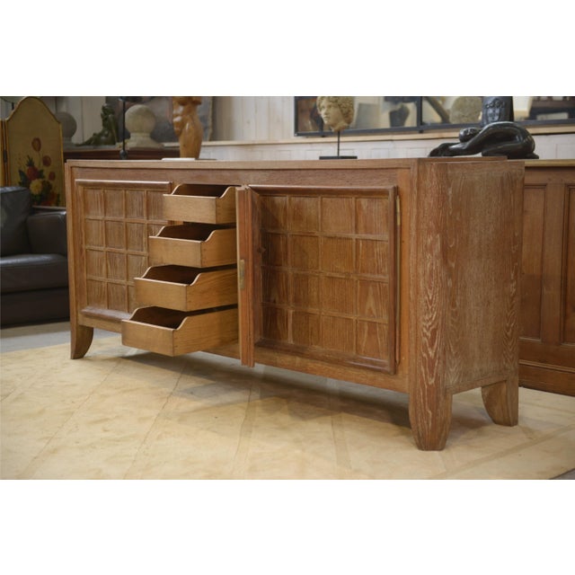 Whitewashed Oak Buffet by Maurice Rinck, 1940s For Sale - Image 10 of 17