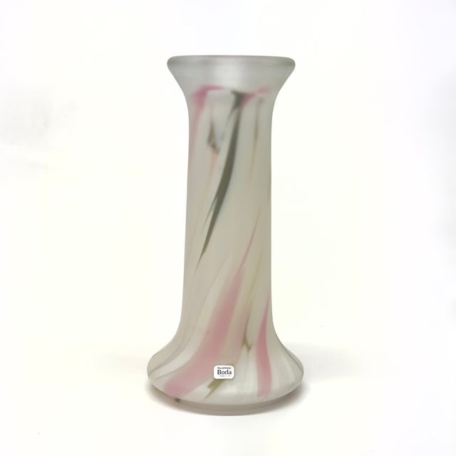 Matte Frosted Pink & White Art Glass Vessel Curation - Group of 5 For Sale - Image 14 of 16