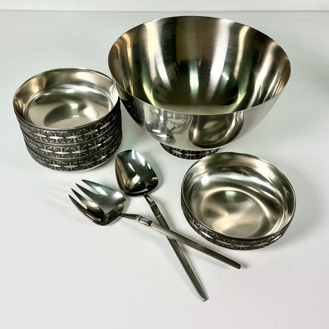 1970s Mid-Century Danish Modern Gustavia Boho Chic Swedish Salad Bowls Set - 7 Pieces For Sale - Image 4 of 18