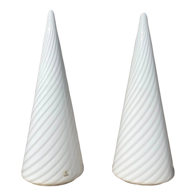 Mid-Century Murano Glass Table Lamps - Hand Blown - Vetri Murano - a Pair For Sale