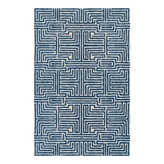 Knossos Hand-Tufted Maze Rug, Blueberry Blue, 8x10 For Sale