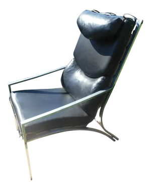 Mid-Century Modern Shiny Aluminum and Vinyl Hi-Back Lounge Chair