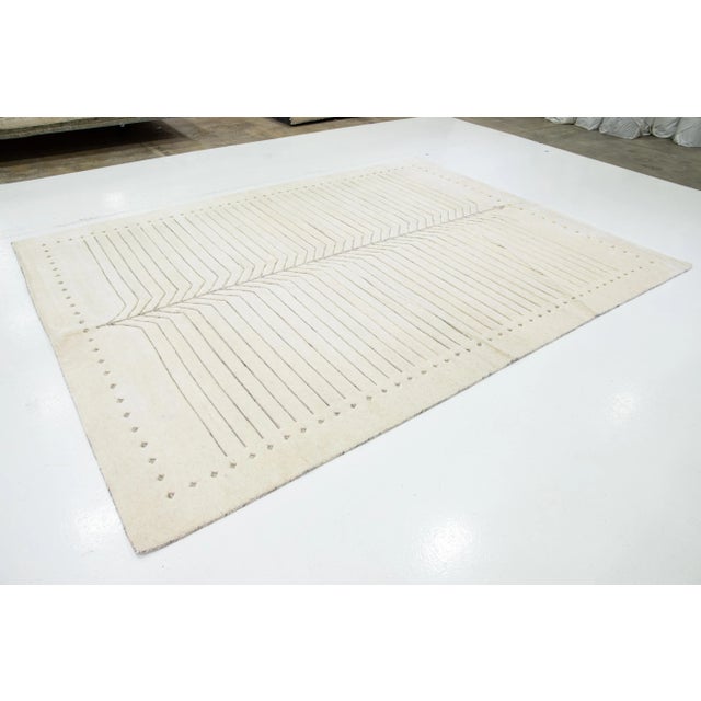 Textile Modern Ivory Moroccan Style Wool Rug With Minimalist Design in Ivory For Sale - Image 7 of 12
