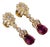 Certified Natural 5.86CTS VS F Diamond Rubellite Tourmaline Dangle Earrings, A Pair For Sale