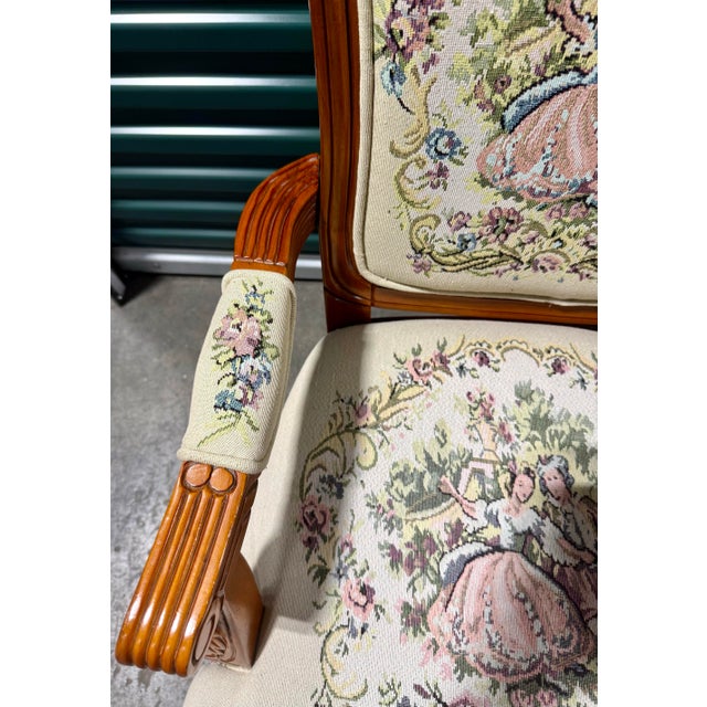 The fine craftsmanship and artistic quality is highlighted by its exquisite needlepoint tapestry upholstery detailing a...