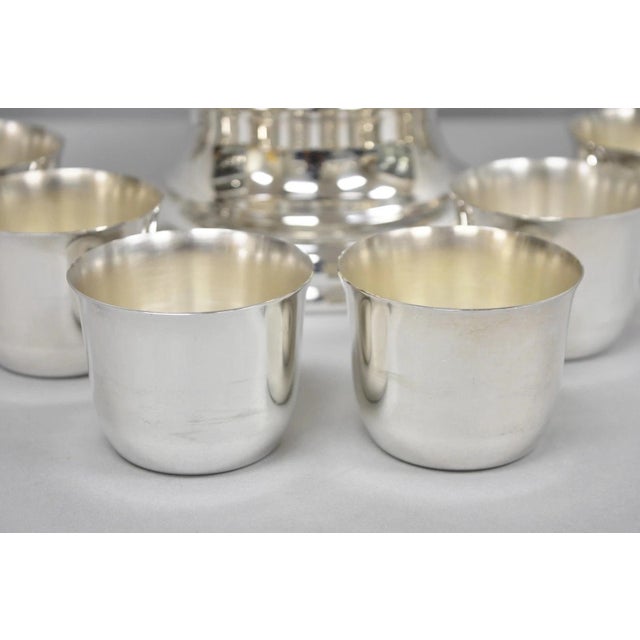 Vintage Sheridan Mid Century Modern Silver Plated Punch Bowl Set W/ 10 Cups For Sale In Philadelphia - Image 6 of 14