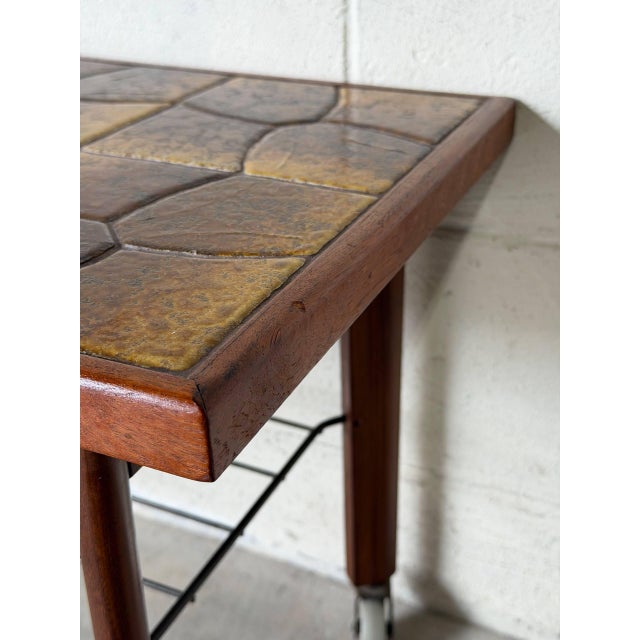 Teak Tile Coffee Table With Lower Shelf Danish Mid-Century Modern 1960s For Sale - Image 4 of 10