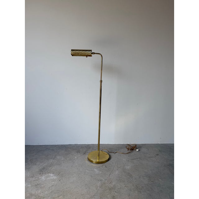 1970’s Mid-Century Modern Solid Brass Pharmacy Reading Floor Lamp For Sale - Image 10 of 10