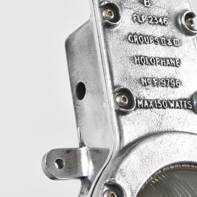 Original Polished Holophane Bulkhead Light, 1940s For Sale - Image 4 of 5