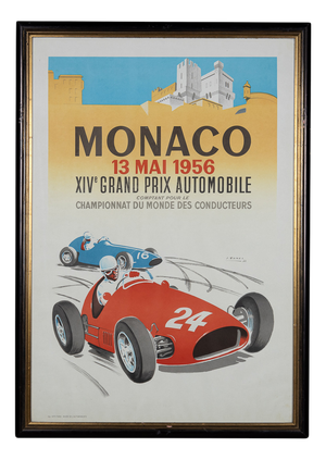 Vintage 20th Century Framed 1956 Monaco Grand Prix Poster by Jean Ramel, 1985