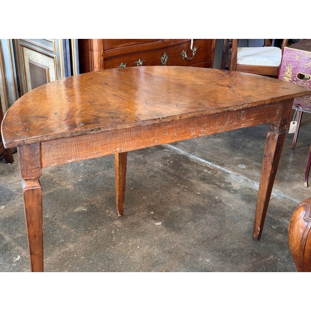 19th Century Walnut Demilune Table For Sale - Image 11 of 11