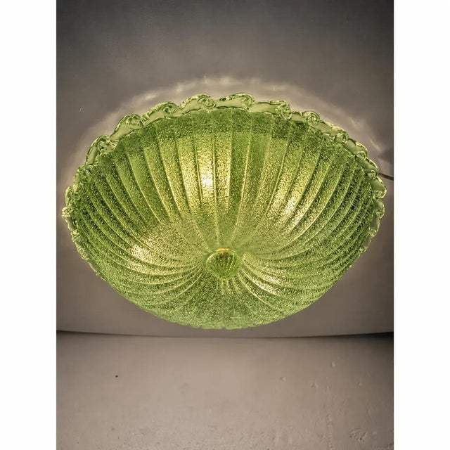 1970s Green Murano Glass Graniglia Budino Flush Mount by Simoeng for Simoeng For Sale - Image 5 of 7