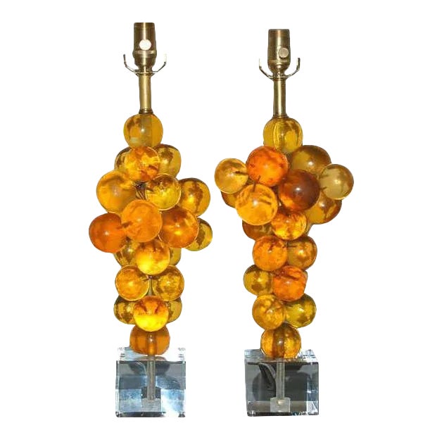 Vintage Butterscotch Resin Lamps by Silvano Pantani 1966 For Sale