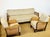 Mid-Century Modern Art Deco Living Room Set in Curved Wood, Tweed and Cane, 1950s, Set of 3 For Sale - Image 3 of 18