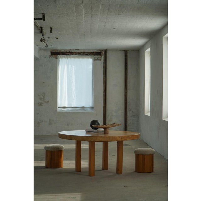 Scandinavian Modern Wooden Stools with Lambswool Seats, 1970s, Set of 2 For Sale - Image 11 of 18