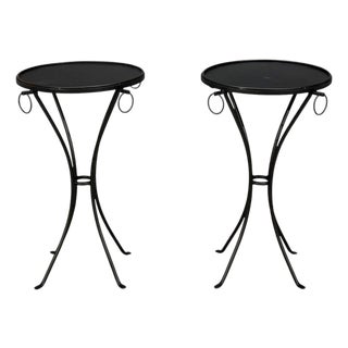 Jean-Michel Frank Style, Side Tables or Gueridons, Painted Iron, 20th C. For Sale
