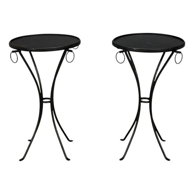 Jean-Michel Frank Style, Side Tables or Gueridons, Painted Iron, 20th C. For Sale