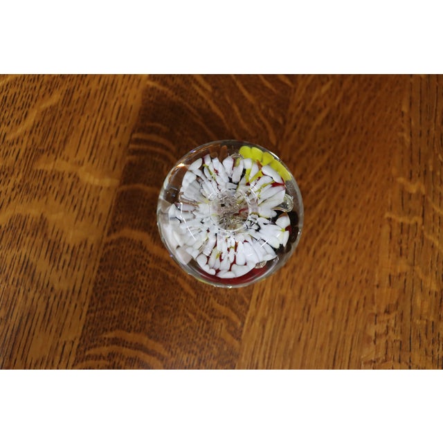 Multicolor Floral Art Glass Paperweight For Sale - Image 4 of 6
