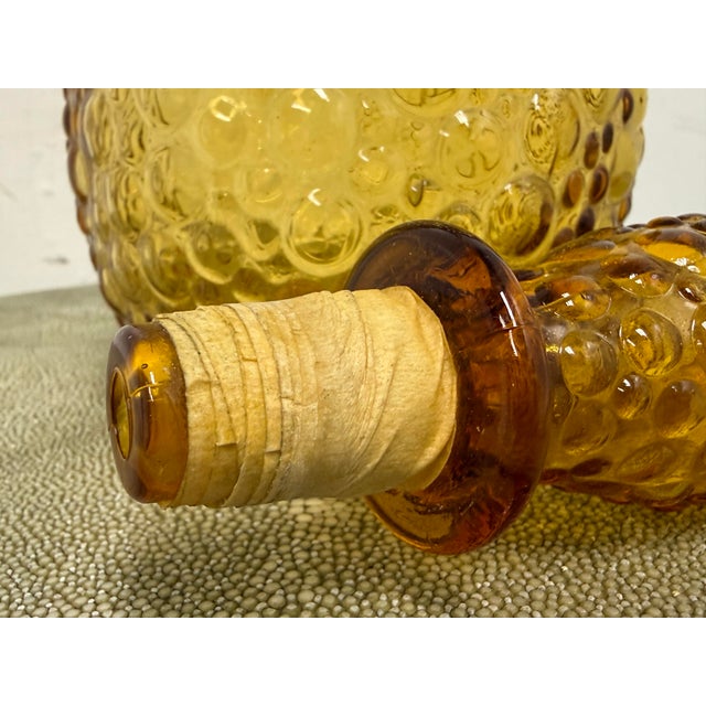 Italian Hand Blown Amber Vessel With Stopper For Sale - Image 4 of 12