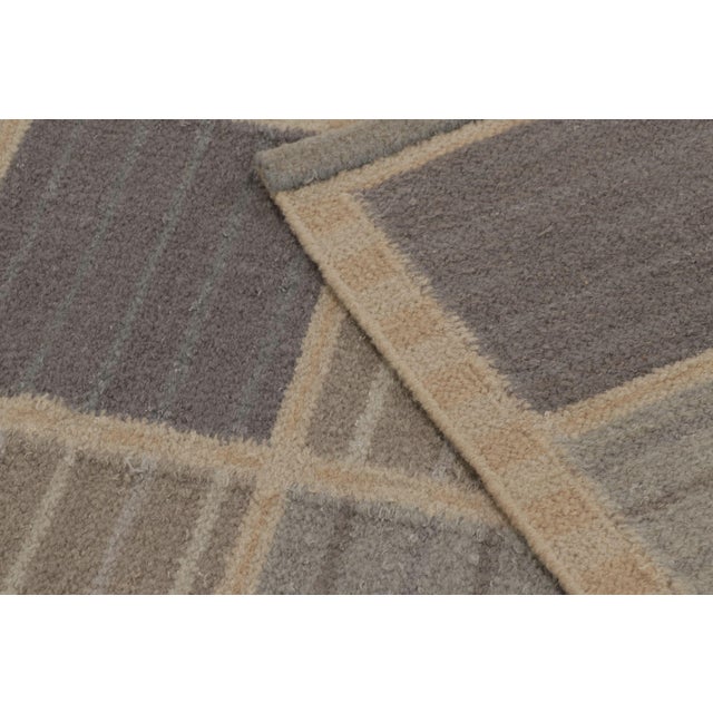 Slate Gray Contemporary Scandinavian Style Geometric Wool Rug, by Rug & Kilim, India For Sale - Image 8 of 10