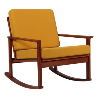 Rocking Chair in Teak and Fabric by Søren Ladefoged, 1960s For Sale