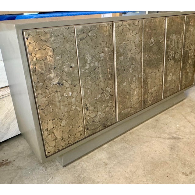 Baker Furniture Company Baker Luxe Luminous Server Buffet Cabinet Graphite With Pyrite For Sale - Image 4 of 9