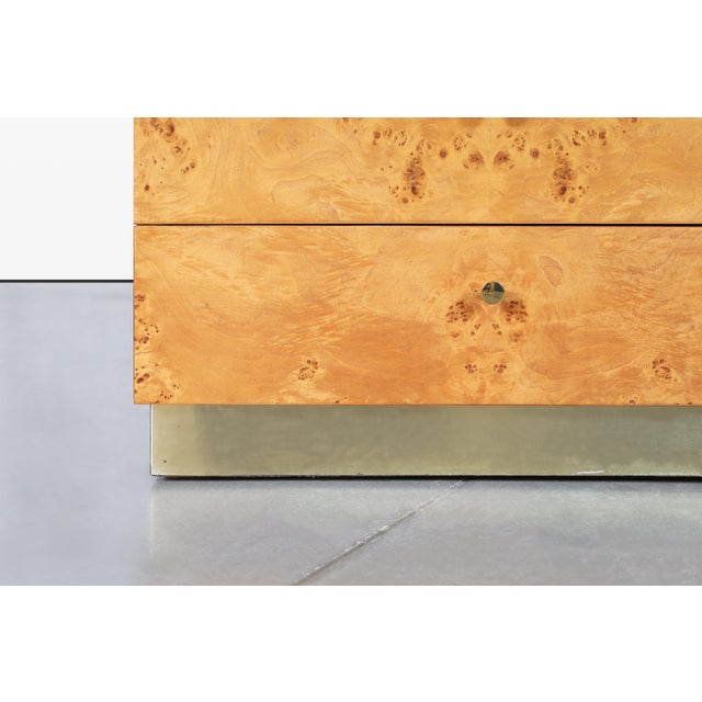 Mid-Century Modern Burl Wood and Brass Nightstands by Founders for Thomasville For Sale - Image 13 of 15