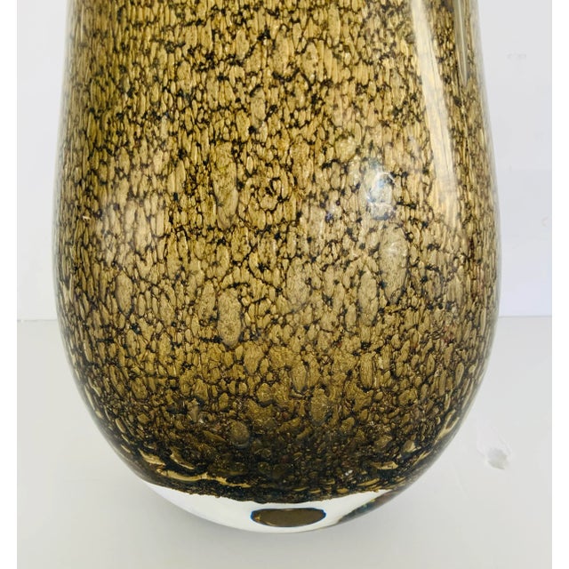 Stylish Theodore Alexander Modern Stardust Art Glass Vase, thick black/bronze glass, showroom floor sample