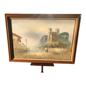 1950s Caroline Burnett Pariscape Painting