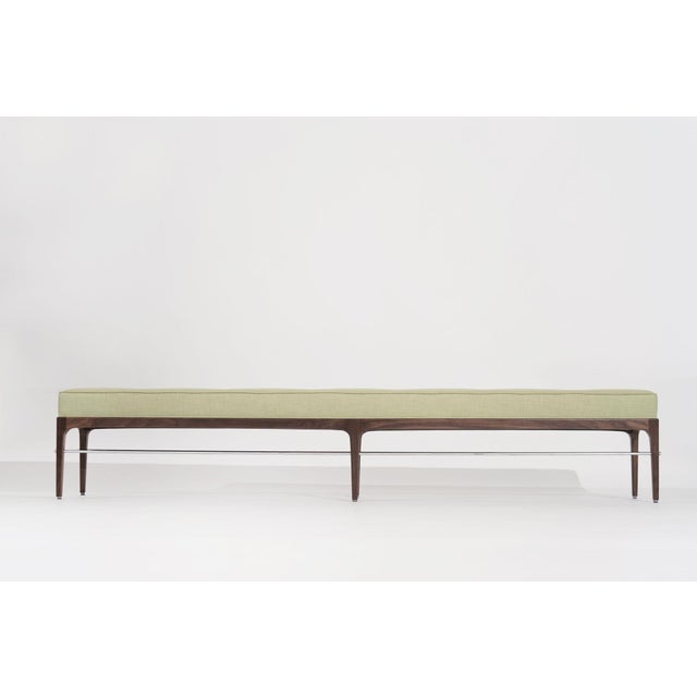 Wood Linear Bench in Natural Walnut Series 96 by Stamford Modern For Sale - Image 7 of 18